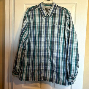 Eddie Bauer men’s blue plaid long sleeve button down shirt size XL